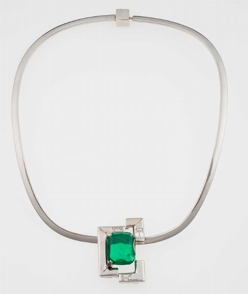 Girocollo con spilla con smeraldo Colombia di ct 8,70 stimati  - Asta Fine Jewels - Associazione Nazionale - Case d'Asta italiane