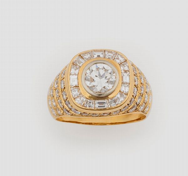 Anello con diamante taglio brillante di ct 1,00 circa  - Asta Fine Jewels - Associazione Nazionale - Case d'Asta italiane