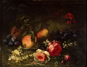 CAFFI MARGHERITA (attribuito) Cremona 1647 - 1710 Milano - Vaso di fiori e natura morta