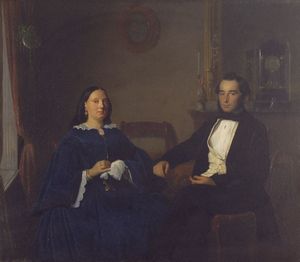 ROSIERSE JOHANNES Dordrecht 1818 - 1901 - Dopopranzo borghese in Olanda