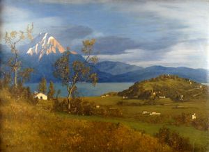 CALDERINI MARCO Torino 1850 - 1941 - I monti di Laveno  lago Maggiore  in febbraio 1917