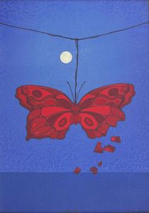 CASORATI FRANCESCO Torino 1934 - 2013 - Farfalla rossa