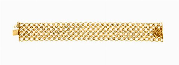 BRACCIALE : Peso gr 65 4 in oro giallo lavorato a tessuto  - Asta Asta 153 - Gioielli e orologi - Associazione Nazionale - Case d'Asta italiane
