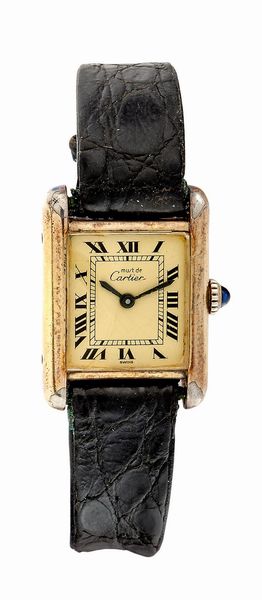 CARTIER : Must de Cartier  modello Tank  anni '70  - Asta Asta 153 - Gioielli e orologi - Associazione Nazionale - Case d'Asta italiane