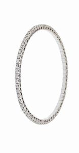 BRACCIALE - Peso gr12 1 in oro bianco  modello tennis  a maglia elastica  con diamanti taglio brillante per totali ct 2 83  [..]