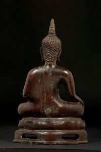 Figura di Buddha seduto in bronzo, Thailandia, XVII secolo  - Asta Fine Chinese Works of Art - Associazione Nazionale - Case d'Asta italiane