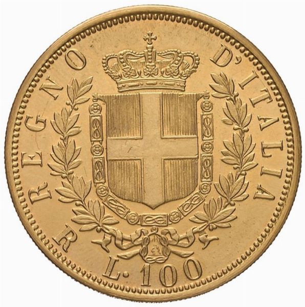 RIPRODUZIONE DELLE 100 LIRE 1872  - Asta MONETE E MEDAGLIE DAL XIII AL XX SECOLO - Associazione Nazionale - Case d'Asta italiane