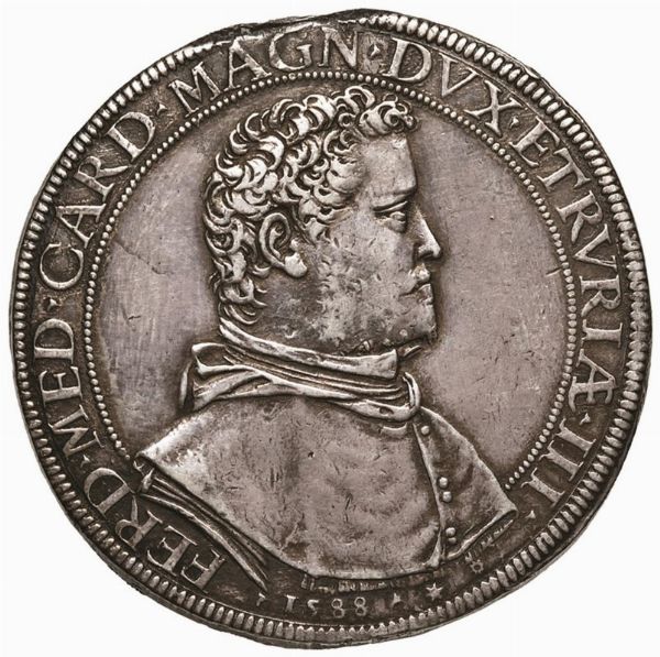 FIRENZE FERDINANDO I DE’ MEDICI (1587-1609) PIASTRA 1588  - Asta MONETE E MEDAGLIE DAL XIII AL XX SECOLO - Associazione Nazionale - Case d'Asta italiane