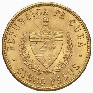 CUBA 5 PESOS 1915  - Asta MONETE E MEDAGLIE DAL XIII AL XX SECOLO - Associazione Nazionale - Case d'Asta italiane