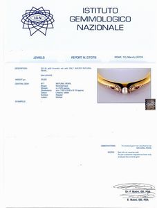 BRACCIALE RIGIDO IN ORO 24KT CON PERLA NATURALE  - Asta GIOIELLI - Associazione Nazionale - Case d'Asta italiane