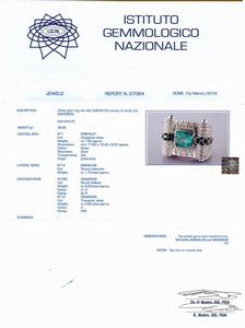 ANELLO IN ORO BIANCO SMERALDO COLOMBIANO E DIAMANTI  - Asta GIOIELLI - Associazione Nazionale - Case d'Asta italiane