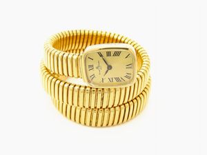 Bracciale tubogas in oro giallo Weingrill con orologio Baume & Mercier  - Asta Gioielli - II - Associazione Nazionale - Case d'Asta italiane