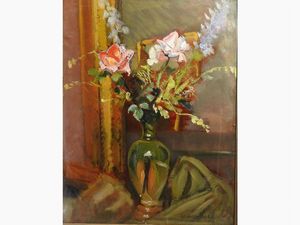 Valentino Ghiglia - Natura morta con vaso di fiori