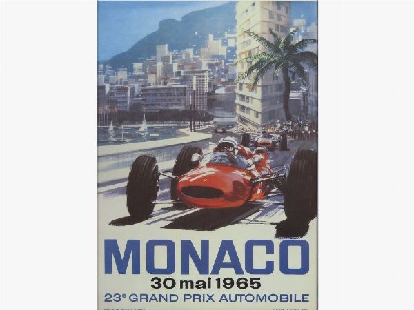 Manifesto 23 Grand Prix Automobile di Monaco  - Asta Fiamma Breschi: La Signora della Formula 1 - Associazione Nazionale - Case d'Asta italiane