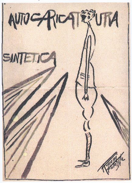 ANGELO ROGNONI <br>Pavia, 1896 - 1957 : Autocaricatura sintetica, 1918  - Asta Arte Moderna e Contemporanea - Associazione Nazionale - Case d'Asta italiane