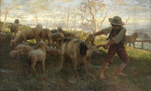 STEFANO BRUZZI<br>Piacenza, 1835 - 1911 : Ragazzo e capre  - Asta Arte Moderna e Contemporanea - Associazione Nazionale - Case d'Asta italiane