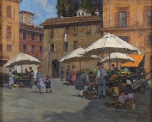 FILIPPO ANIVITTI<br>Roma, 1876 - 1955 : Mercato  - Asta Arte Moderna e Contemporanea - Associazione Nazionale - Case d'Asta italiane