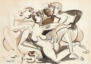 RENATO MARINO MAZZACURATI<br>Galliera, 1907 - Parma, 1969 - Nudi di donne e uomini