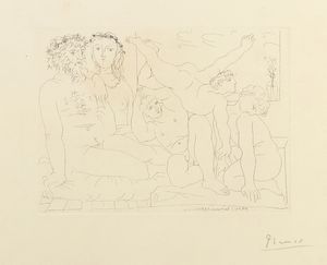 PABLO PICASSO<br>Malaga, 1881 - Mougins, 1973 - Gli acrobati e la coppia reale, 1933
