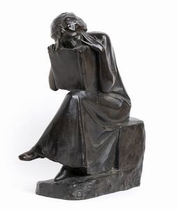 Amleto Cataldi<br>Napoli, 1882 - Roma, 1930 : La lettrice, 1908  - Asta Arte Moderna e Contemporanea - Associazione Nazionale - Case d'Asta italiane