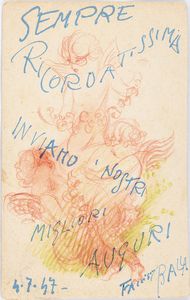 FAMIGLIA BALLA - Cartolina di auguri, 1947