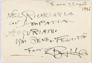 ELICA BALLA<br>Roma, 1914 - 1995 : Cartolina, 1946  - Asta Arte Moderna e Contemporanea - Associazione Nazionale - Case d'Asta italiane