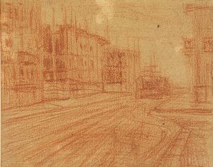 CARLO ERBA <br>Milano, 1884 - Ortigara, 1917 - Veduta metropolitana, 1909-10