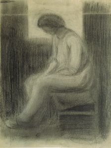 CARLO ERBA <br>Milano, 1884 - Ortigara, 1917 - Donna seduta, 1907