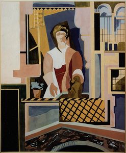 ALEKSANDRA EXTER<br>Bialystok, 1882 - Fontenay-aux-Roses, 1949 - Donna alla finestra e cane, 1927 circa
