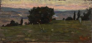 LUIGI GIOLI<br>San Frediano a Settimo, 1854 - Firenze, 1947 - Paesaggio toscano