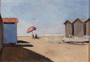 MARISA MORI<br>Firenze, 1900 - 1985 : Autunno sulla spiaggia, 1930  - Asta Arte Moderna e Contemporanea - Associazione Nazionale - Case d'Asta italiane