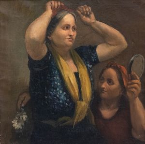 ALBERTO ZIVERI <br>Roma, 1908 - 1990 : Donne che si pettinano, 1939  - Asta Arte Moderna e Contemporanea - Associazione Nazionale - Case d'Asta italiane