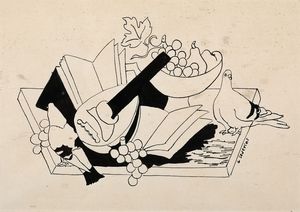 SEVERINI GINO : Piccioni e mandolino, 1930  - Asta Arte Moderna e Contemporanea | Prima Parte - Associazione Nazionale - Case d'Asta italiane