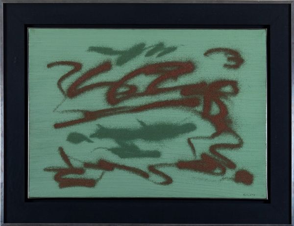 TURCATO GIULIO : Verde - segnico con rosso, 1976  - Asta Arte Moderna e Contemporanea | Seconda Parte - Associazione Nazionale - Case d'Asta italiane