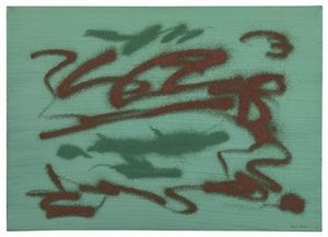 TURCATO GIULIO : Verde - segnico con rosso, 1976  - Asta Arte Moderna e Contemporanea | Seconda Parte - Associazione Nazionale - Case d'Asta italiane