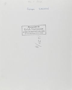 Hartmann Erich : Georges Simenon  - Asta Fotografia - Associazione Nazionale - Case d'Asta italiane