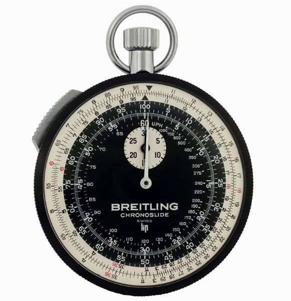 Breitling : Breitling, Chronoslide, Ref. 1577. Orologio da tasca, cronometro con funzione di Fly-back e regolo calcolatore. Realizzato nel 1970 circa  - Asta Orologi da Polso e da Tasca - Associazione Nazionale - Case d'Asta italiane