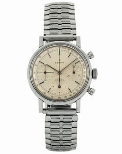 ZENITH - ZENITH. Raro, orologio da polso, in acciaio, cronografo, oversize. Realizzato nel 1960 circa. Accompagnato dalla scatola originale
