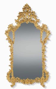 Console Luigi XV riccamente intagliata e dorata con specchiera, Genova, XVIII secolo  - Asta Scultura, Arredi e Oggetti d'Arte - Associazione Nazionale - Case d'Asta italiane