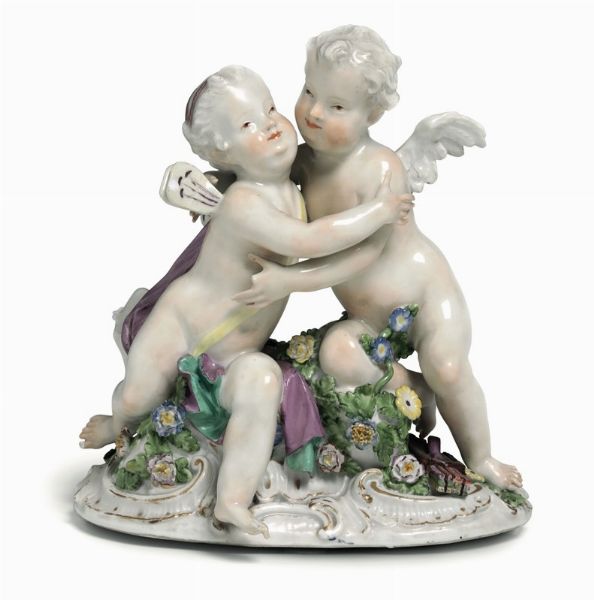 Gruppo Amore e Psiche Meissen, 1750 circa Modello di Johann Joachim Kaendler  - Asta Maioliche e Porcellane - Associazione Nazionale - Case d'Asta italiane