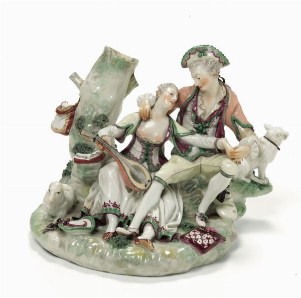 Gruppo Germania, Ludwigsburg, 1775 circa Modello di Joh.Chr.Haselmeyer, 1766 circa  - Asta Maioliche e Porcellane - Associazione Nazionale - Case d'Asta italiane