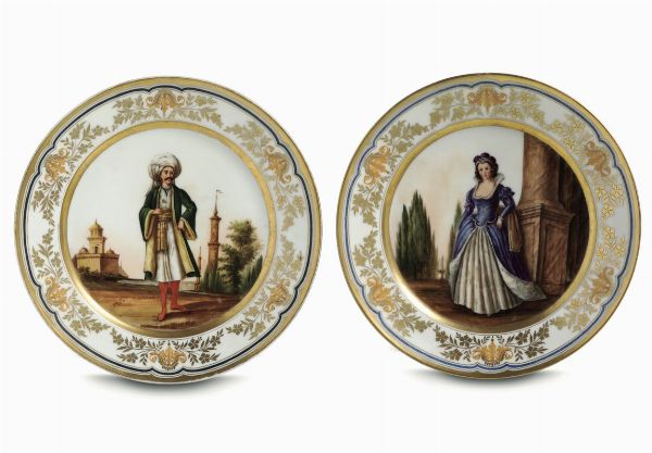 Coppia di piatti Napoli, Francesco Nardone, 1840 circa  - Asta Maioliche e Porcellane - Associazione Nazionale - Case d'Asta italiane