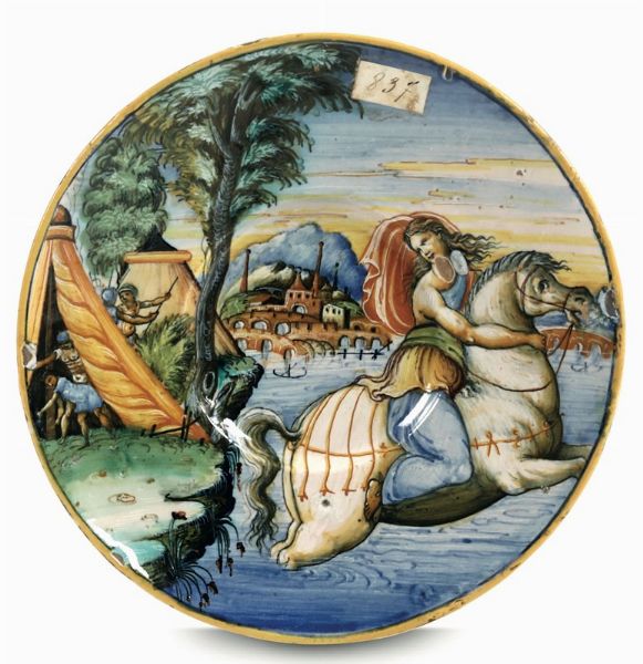 Piatto Urbino (o Pesaro), 1553  - Asta Maioliche e Porcellane - Associazione Nazionale - Case d'Asta italiane
