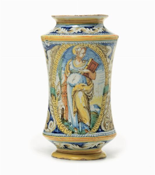 Albarello Faenza, 1550-1570 circa  - Asta Maioliche e Porcellane - Associazione Nazionale - Case d'Asta italiane