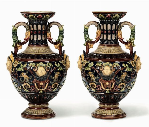 Coppia di vasi Inghilterra, seconda met del XIX secolo  - Asta Maioliche e Porcellane - Associazione Nazionale - Case d'Asta italiane