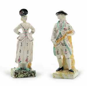 Coppia di figurine portafiori Savona, 1785 circa  - Asta Maioliche e Porcellane - Associazione Nazionale - Case d'Asta italiane