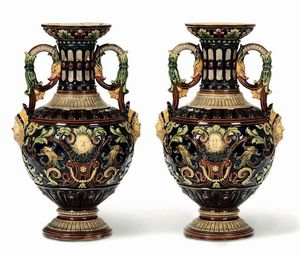 Coppia di vasi Inghilterra, seconda met del XIX secolo  - Asta Maioliche e Porcellane - Associazione Nazionale - Case d'Asta italiane