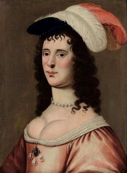 Ritratto di dama con cappello con piume  - Asta Dipinti Antichi - Associazione Nazionale - Case d'Asta italiane