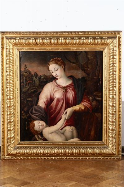 Madonna con Bambino e rovine sullo sfondo  - Asta Dipinti Antichi - Associazione Nazionale - Case d'Asta italiane