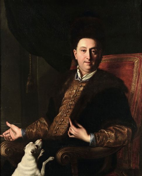 Ritratto maschile con cagnolino  - Asta Dipinti Antichi - Associazione Nazionale - Case d'Asta italiane